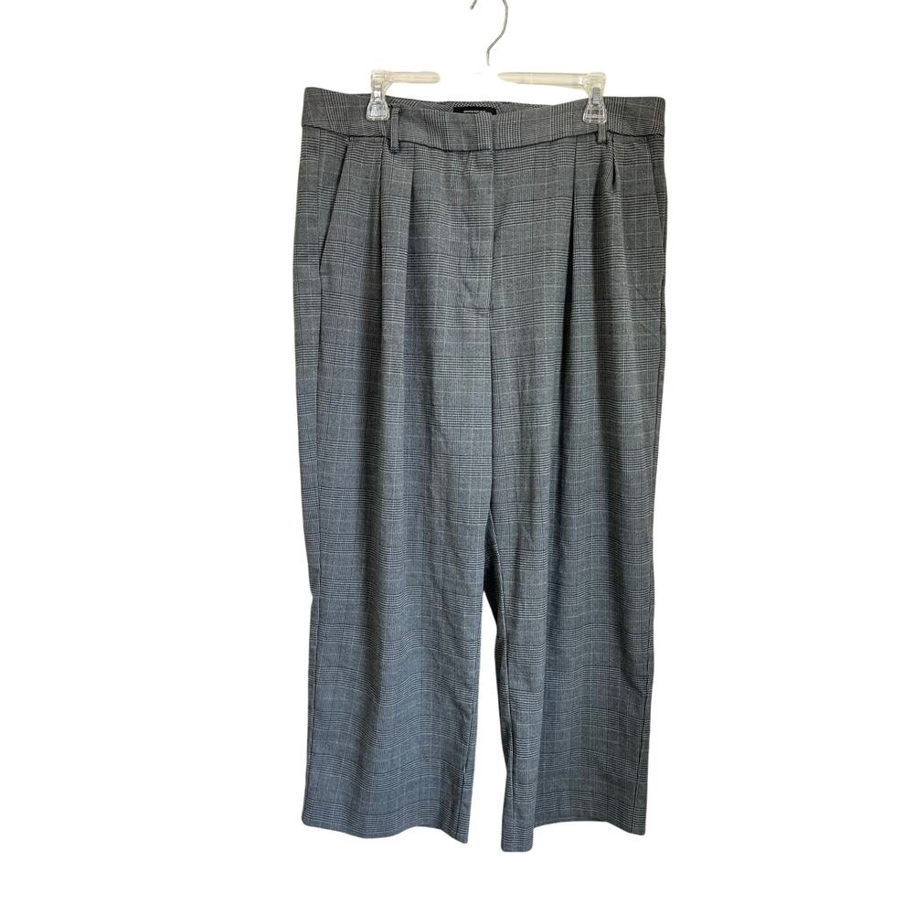 Banana Republic Plaid Pleated Wide Leg Trousers Work Career Pants Size 16